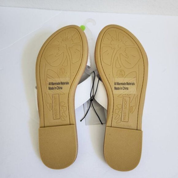 West Loop Elegant White Slide Sandals For Women, Minimalist Cross Strap … - Picture 8 of 8